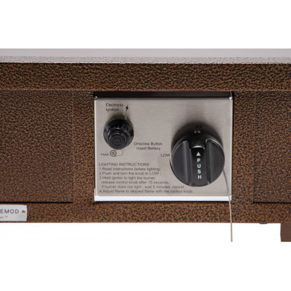 LeisureMod Walbrooke Modern Brown Patio Conversation With Square Fire Pit & Tank Holder - Red