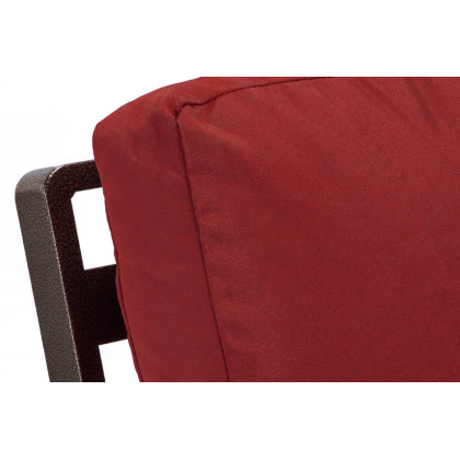 LeisureMod Walbrooke Modern Brown Patio Conversation With Square Fire Pit & Tank Holder - Red