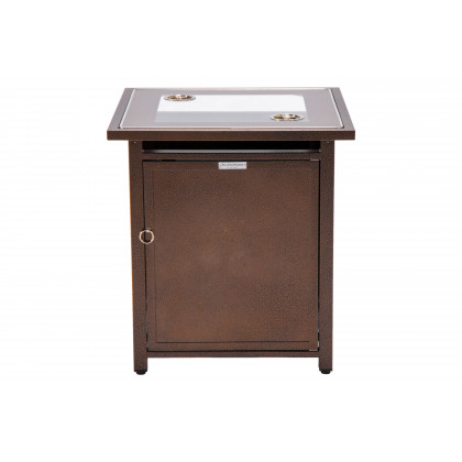 LeisureMod Walbrooke Outdoor Patio Square Fire Pit and Tank Holder - Brown