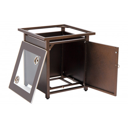 LeisureMod Walbrooke Outdoor Patio Square Fire Pit and Tank Holder - Brown