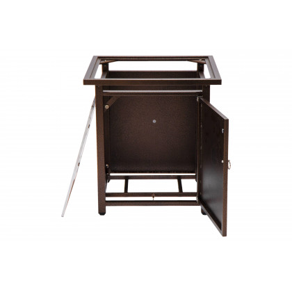 LeisureMod Walbrooke Outdoor Patio Square Fire Pit and Tank Holder - Brown