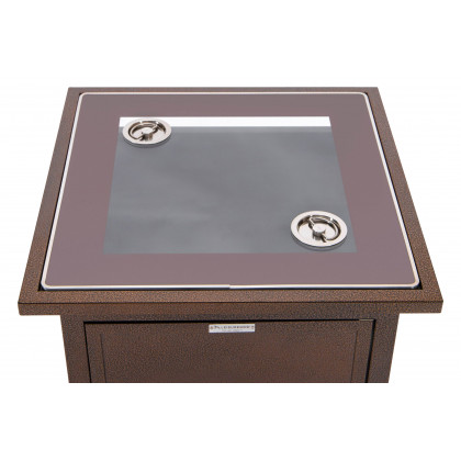 LeisureMod Walbrooke Outdoor Patio Square Fire Pit and Tank Holder - Brown