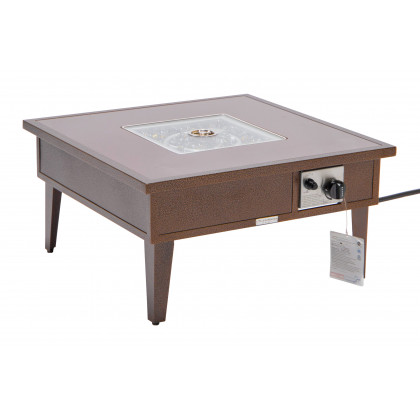 LeisureMod Walbrooke Modern Outdoor Square Fire Pit Table with Powder-Coated Aluminum Frame - Brown