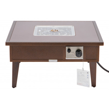 LeisureMod Walbrooke Modern Outdoor Square Fire Pit Table with Powder-Coated Aluminum Frame - Brown