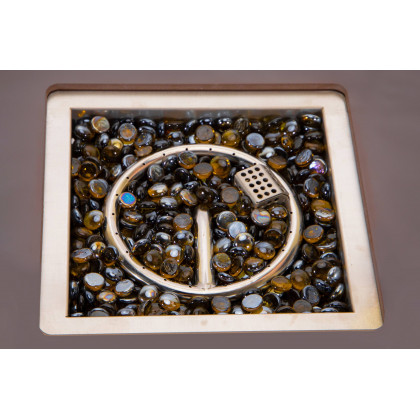 LeisureMod Walbrooke Modern Outdoor Square Fire Pit Table with Powder-Coated Aluminum Frame - Brown