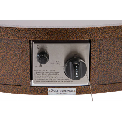 LeisureMod Walbrooke Modern Brown Patio Conversation With Round Fire Pit & Tank Holder - Beige