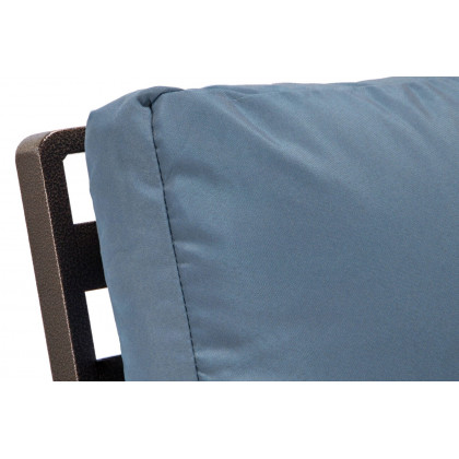 LeisureMod Walbrooke Modern Brown Patio Conversation With Round Fire Pit & Tank Holder - Navy Blue