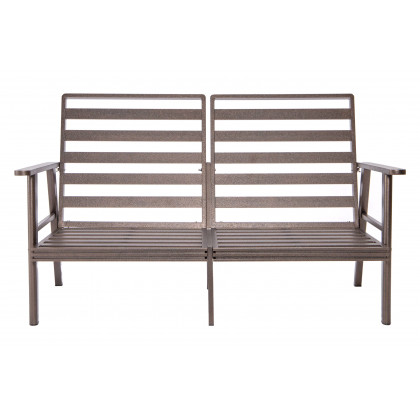 LeisureMod Walbrooke Modern Outdoor Patio Loveseat with Brown Aluminum Frame and Removable Cushions - Navy Blue