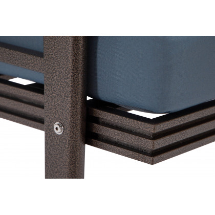 LeisureMod Walbrooke Modern Outdoor Patio Loveseat with Brown Aluminum Frame and Removable Cushions - Navy Blue