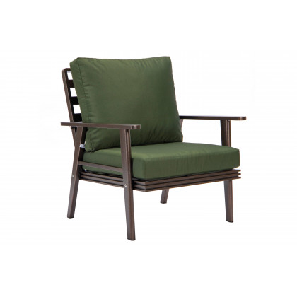 LeisureMod Walbrooke Modern 3-Piece Outdoor Patio Set with Brown Aluminum Frame - Green