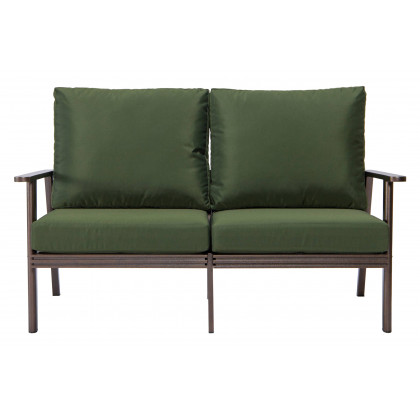 LeisureMod Walbrooke Modern 3-Piece Outdoor Patio Set with Brown Aluminum Frame - Green