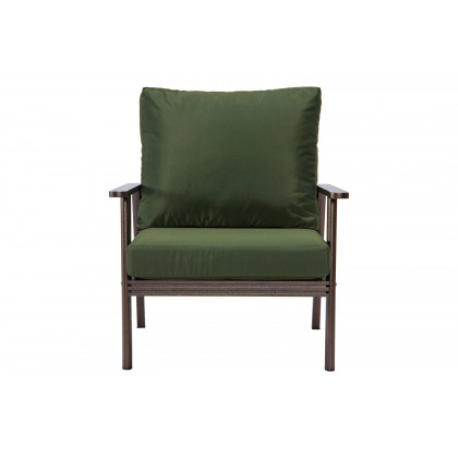 LeisureMod Walbrooke Modern 3-Piece Outdoor Patio Set with Brown Aluminum Frame - Green