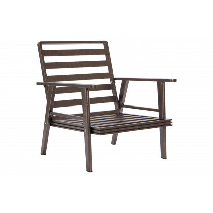 LeisureMod Walbrooke Modern 3-Piece Outdoor Patio Set with Brown Aluminum Frame - Light Gray