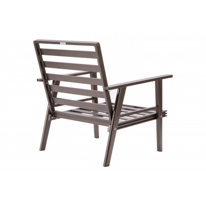 LeisureMod Walbrooke Modern 3-Piece Outdoor Patio Set with Brown Aluminum Frame - Light Gray