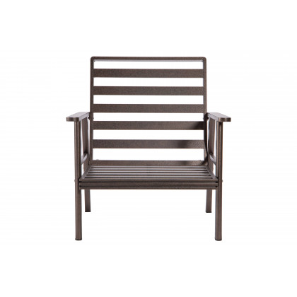 LeisureMod Walbrooke Modern 3-Piece Outdoor Patio Set with Brown Aluminum Frame - Light Gray