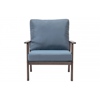 LeisureMod Walbrooke Modern 3-Piece Outdoor Patio Set with Brown Aluminum Frame - Navy Blue