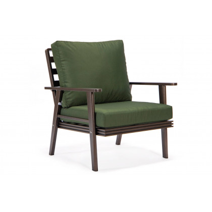 LeisureMod Walbrooke Modern Brown Patio Conversation With Square Fire Pit With Slats Design & Tank Holder - Green