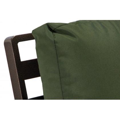 LeisureMod Walbrooke Modern Brown Patio Conversation With Square Fire Pit With Slats Design & Tank Holder - Green