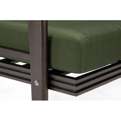 LeisureMod Walbrooke Modern Brown Patio Conversation With Square Fire Pit With Slats Design & Tank Holder - Green