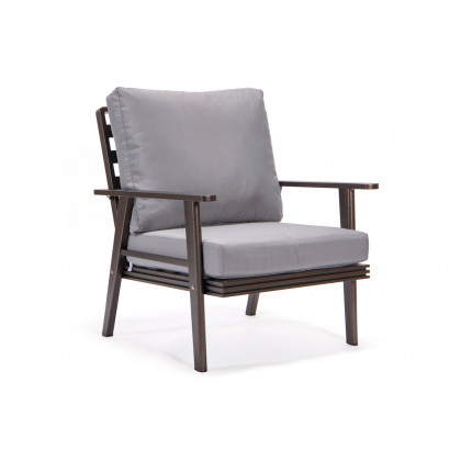 LeisureMod Walbrooke Modern Brown Patio Conversation With Square Fire Pit With Slats Design & Tank Holder - Gray