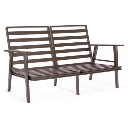 LeisureMod Walbrooke Modern Brown Patio Conversation With Square Fire Pit With Slats Design & Tank Holder - Gray