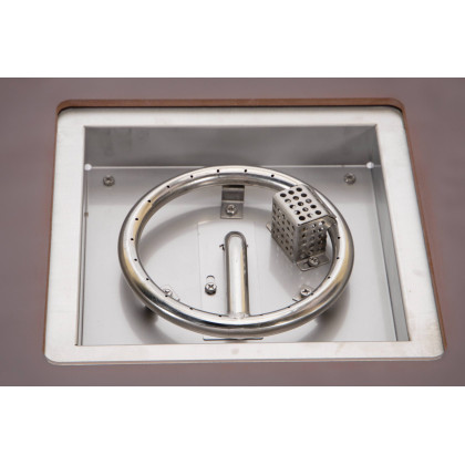 LeisureMod Walbrooke Outdoor Patio Square Fire Pit and Tank Holder with Slats Design - Brown