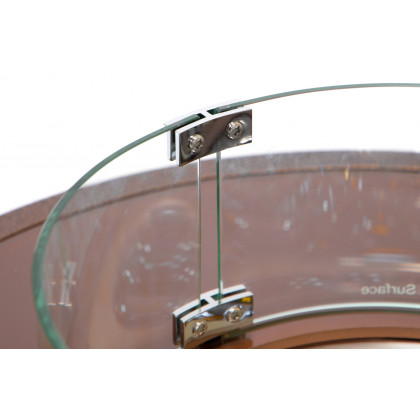 LeisureMod Walbrooke Modern Brown Patio Conversation With Round Fire Pit With Slats Design & Tank Holder - Red