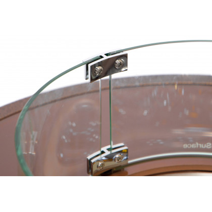LeisureMod Walbrooke Modern Outdoor Round Fire Pit Table with Powder-Coated Aluminum Frame and Slats Design - Brown