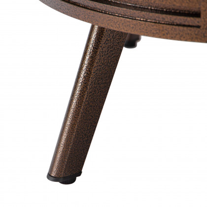 LeisureMod Walbrooke Modern Outdoor Round Fire Pit Table with Powder-Coated Aluminum Frame and Slats Design - Brown