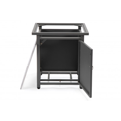 LeisureMod Walbrooke Modern Gray Patio Conversation With Square Fire Pit & Tank Holder - Beige