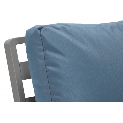 LeisureMod Walbrooke Modern Gray Patio Conversation With Square Fire Pit & Tank Holder - Navy Blue