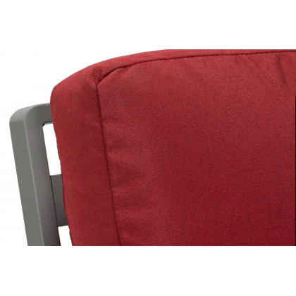 LeisureMod Walbrooke Modern Gray Patio Conversation With Square Fire Pit & Tank Holder - Red