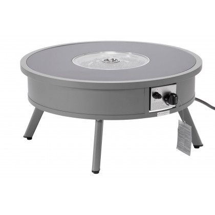 LeisureMod Walbrooke Modern Outdoor Round Fire Pit Table with Powder-Coated Aluminum Frame - Gray