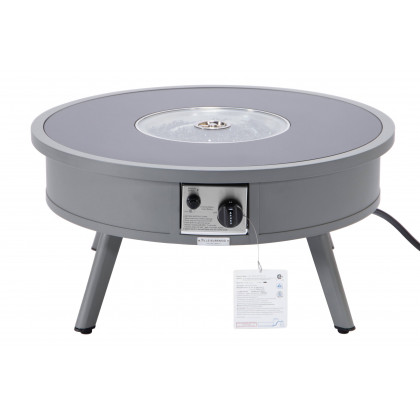 LeisureMod Walbrooke Modern Outdoor Round Fire Pit Table with Powder-Coated Aluminum Frame - Gray