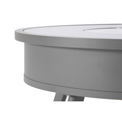 LeisureMod Walbrooke Modern Outdoor Round Fire Pit Table with Powder-Coated Aluminum Frame - Gray