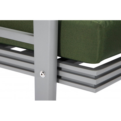 LeisureMod Walbrooke Modern Outdoor Patio Loveseat with Gray Aluminum Frame and Removable Cushions - Green