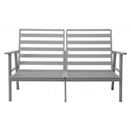 LeisureMod Walbrooke Modern Outdoor Patio Loveseat with Gray Aluminum Frame and Removable Cushions - Light Gray