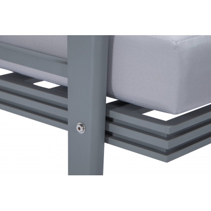 LeisureMod Walbrooke Modern Outdoor Patio Loveseat with Gray Aluminum Frame and Removable Cushions - Light Gray