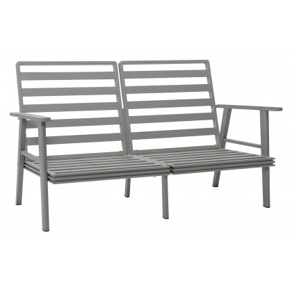 LeisureMod Walbrooke Modern Outdoor Patio Loveseat with Gray Aluminum Frame and Removable Cushions - Navy Blue