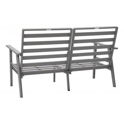 LeisureMod Walbrooke Modern Outdoor Patio Loveseat with Gray Aluminum Frame and Removable Cushions - Navy Blue