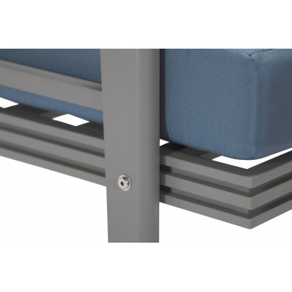 LeisureMod Walbrooke Modern Outdoor Patio Loveseat with Gray Aluminum Frame and Removable Cushions - Navy Blue
