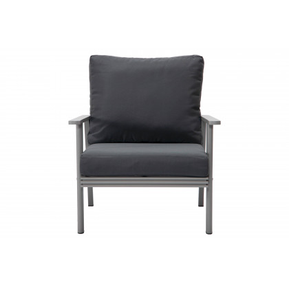 LeisureMod Walbrooke Modern 3-Piece Outdoor Patio Set with Gray Aluminum Frame - Charcoal