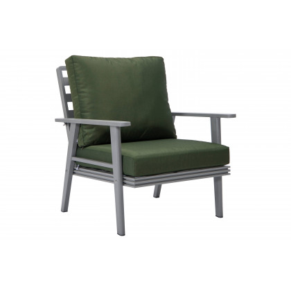 LeisureMod Walbrooke Modern 3-Piece Outdoor Patio Set with Gray Aluminum Frame - Green