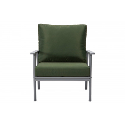 LeisureMod Walbrooke Modern 3-Piece Outdoor Patio Set with Gray Aluminum Frame - Green
