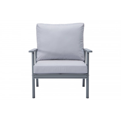 LeisureMod Walbrooke Modern 3-Piece Outdoor Patio Set with Gray Aluminum Frame - Light Gray