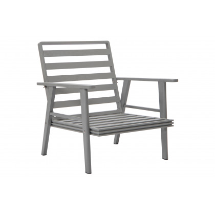 LeisureMod Walbrooke Modern 3-Piece Outdoor Patio Set with Gray Aluminum Frame - Light Gray