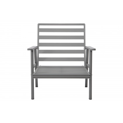 LeisureMod Walbrooke Modern 3-Piece Outdoor Patio Set with Gray Aluminum Frame - Light Gray