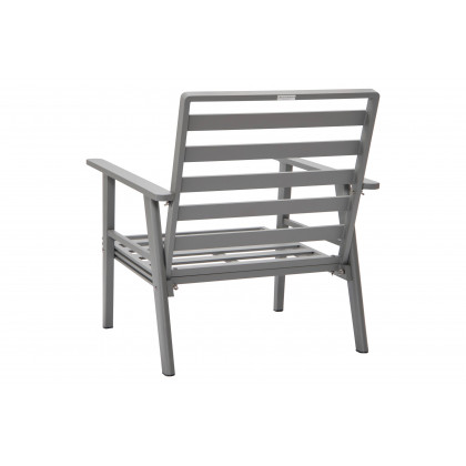 LeisureMod Walbrooke Modern 3-Piece Outdoor Patio Set with Gray Aluminum Frame - Light Gray