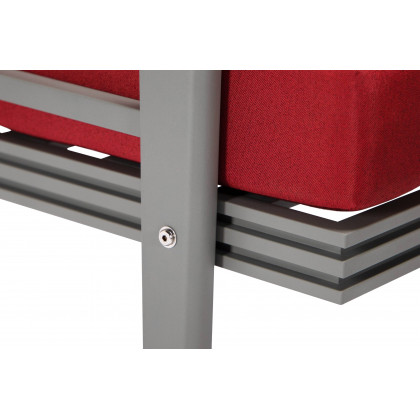LeisureMod Walbrooke Modern 3-Piece Outdoor Patio Set with Gray Aluminum Frame - Red