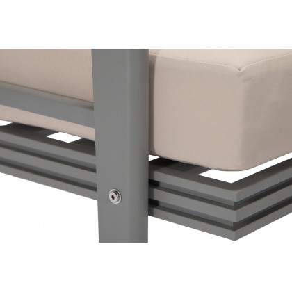 LeisureMod Walbrooke Modern Gray Patio Conversation With Square Fire Pit With Slats Design & Tank Holder - Beige